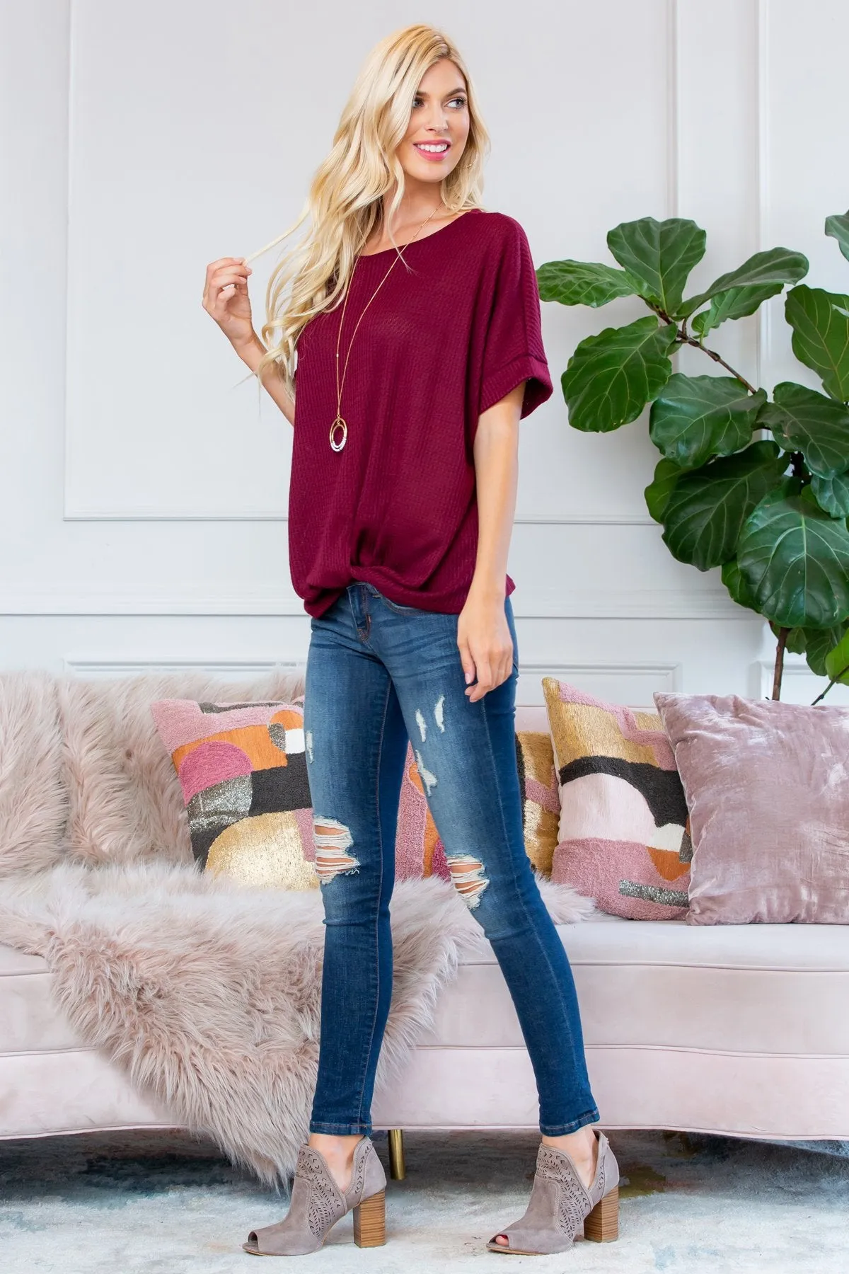 Twist Front Dolman Sleeve Top