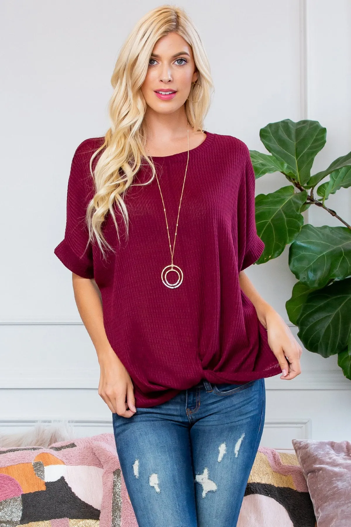 Twist Front Dolman Sleeve Top