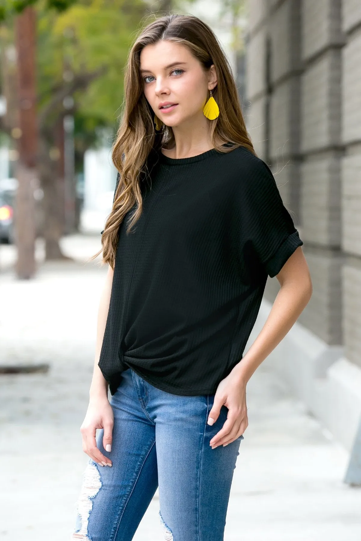 Twist Front Dolman Sleeve Top