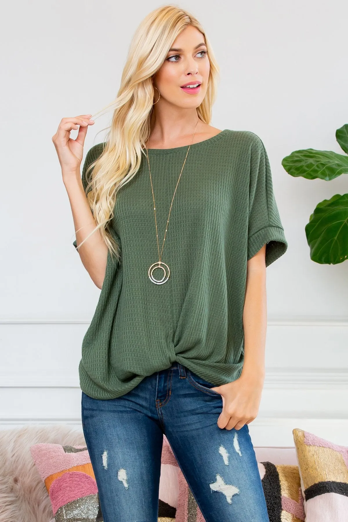 Twist Front Dolman Sleeve Top