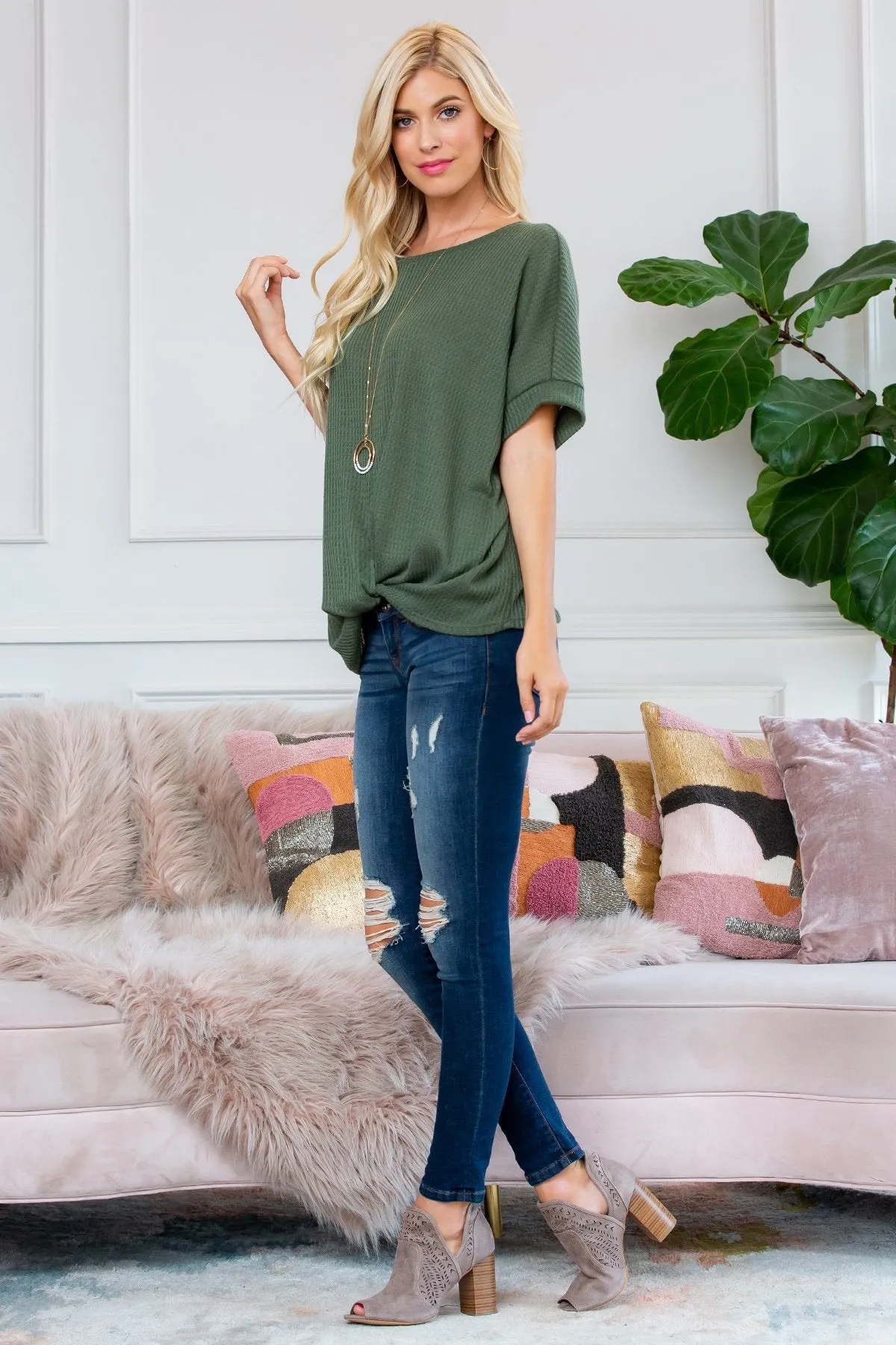 Twist Front Dolman Sleeve Top