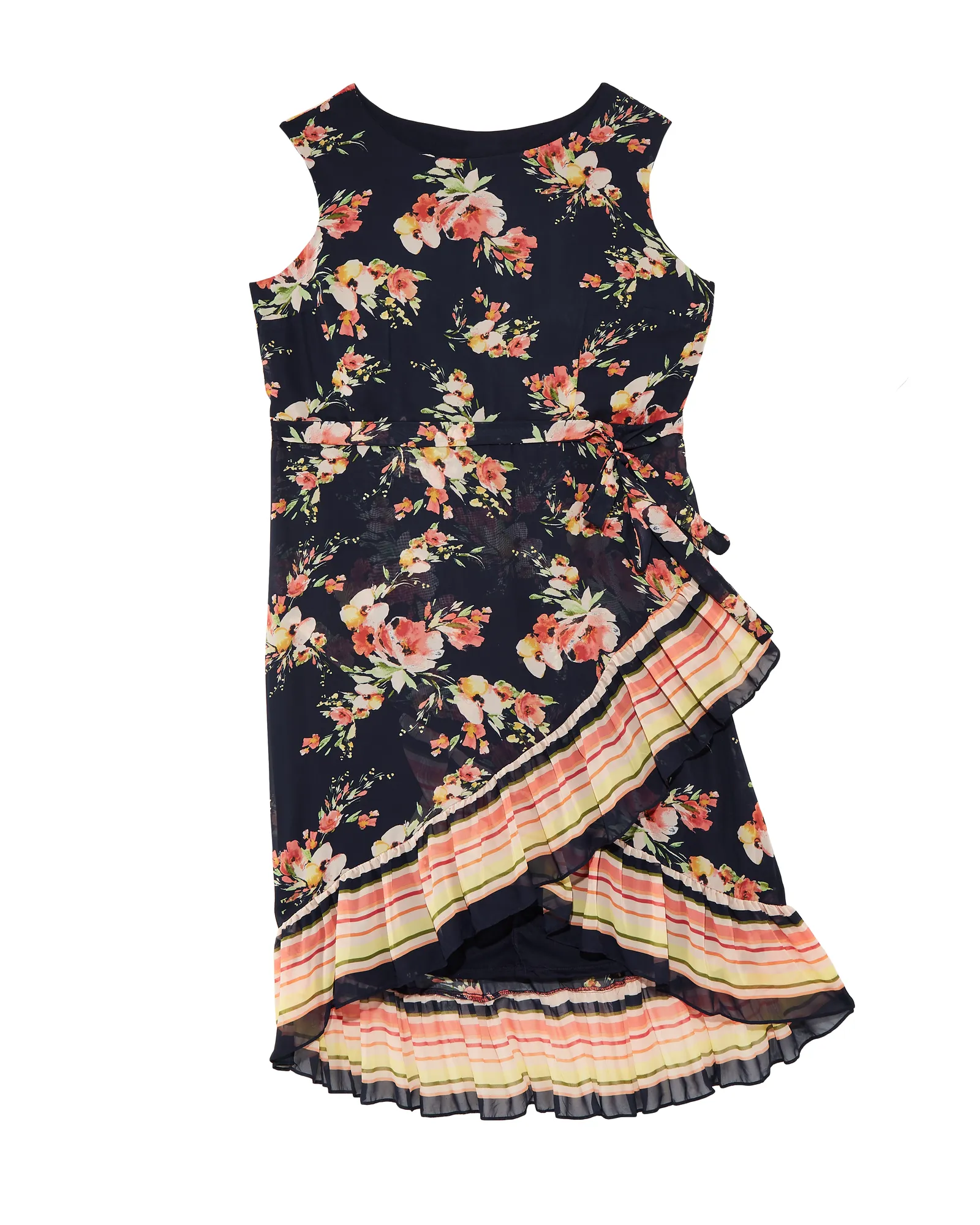Valdex Asymmetrical Sleeveless Dress | Black / Orange