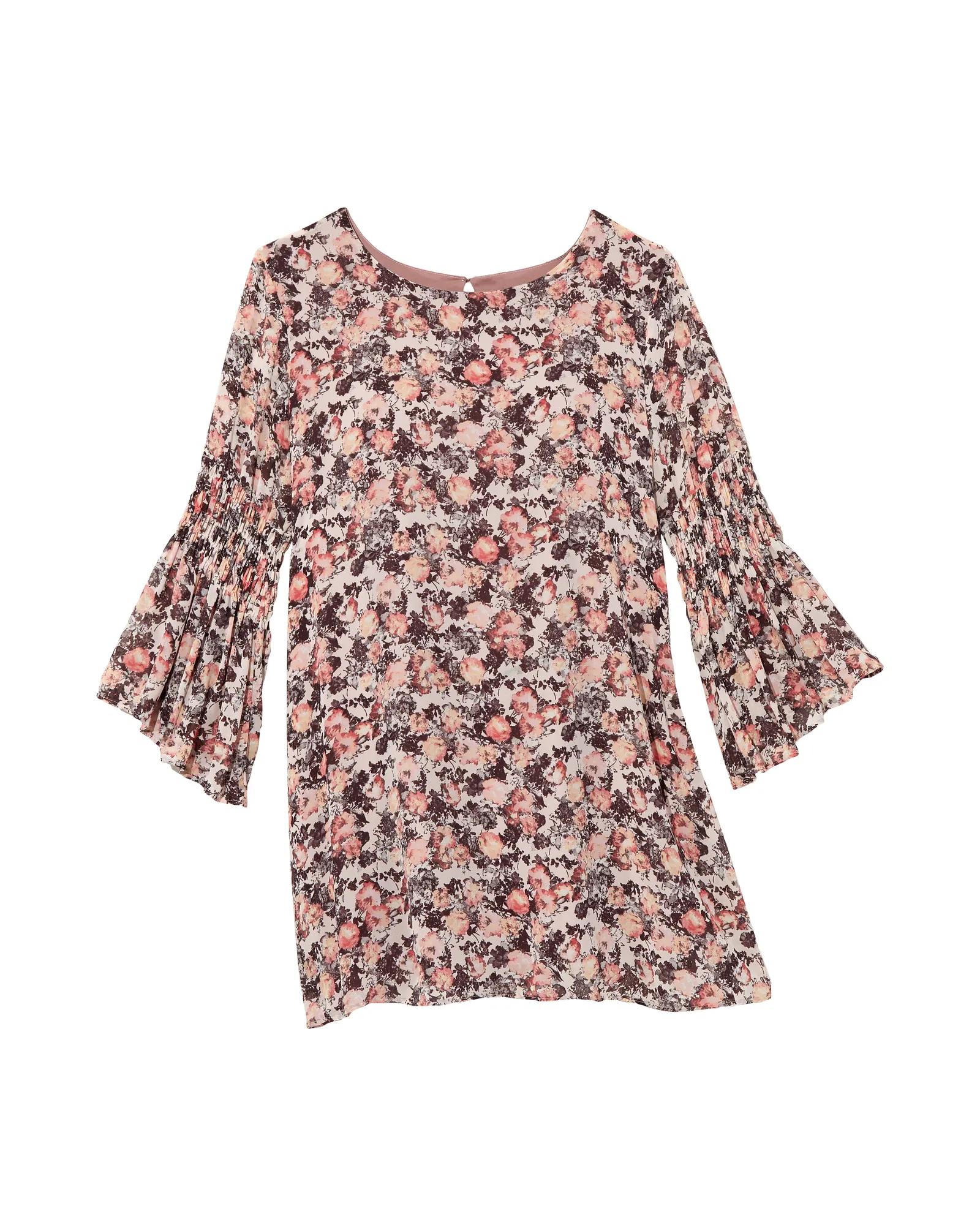 Valerie Flare Sleeve Dress | Peach / Ivory