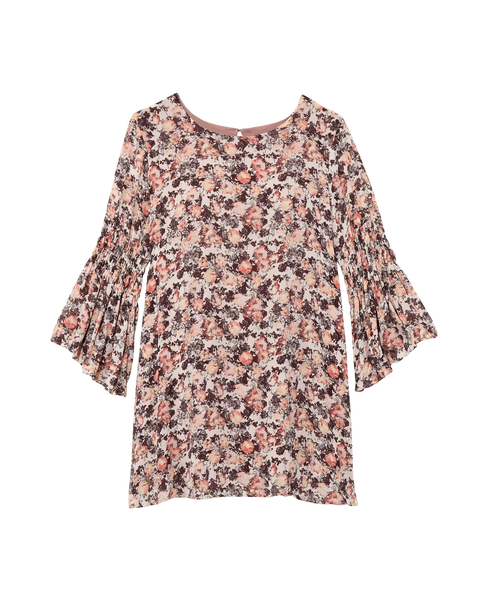 Valerie Flare Sleeve Dress | Peach / Ivory
