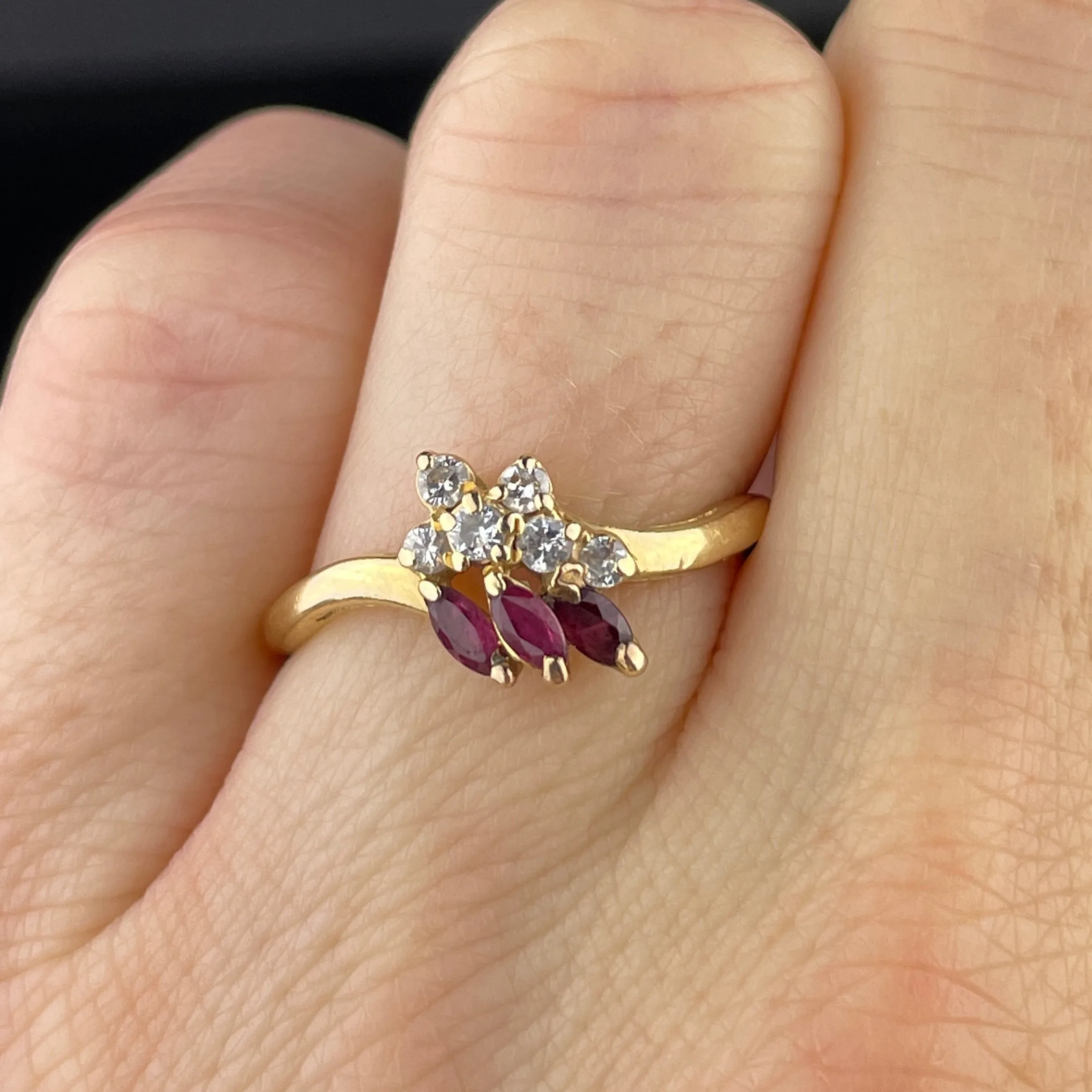 Vintage 14K Gold Pink Spinel Diamond Ring