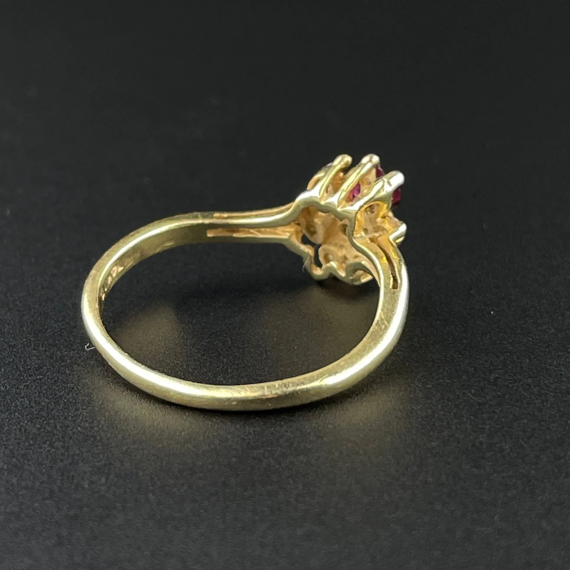 Vintage 14K Gold Pink Spinel Diamond Ring