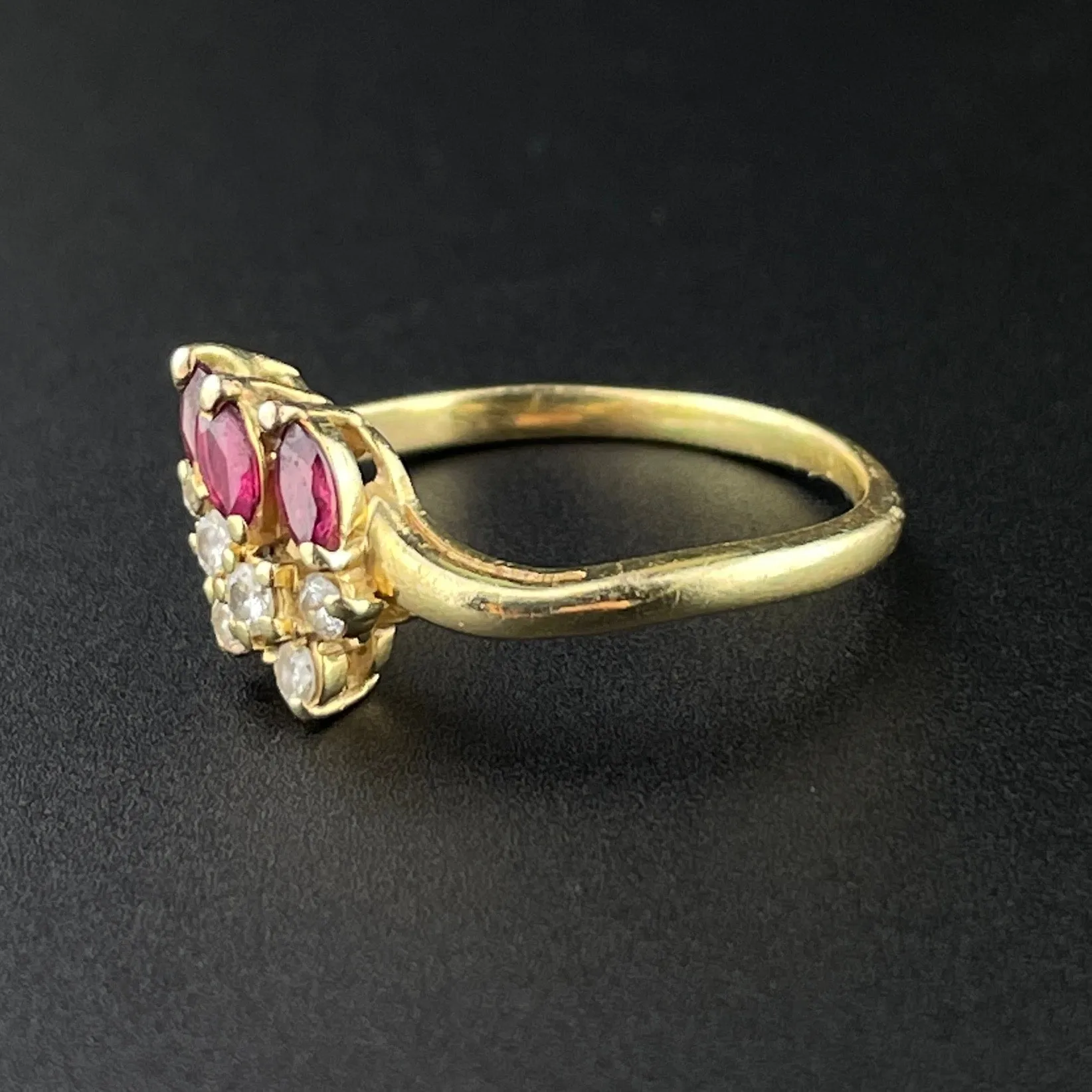 Vintage 14K Gold Pink Spinel Diamond Ring