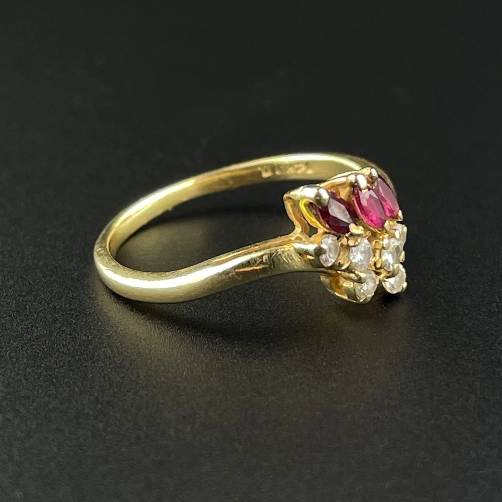 Vintage 14K Gold Pink Spinel Diamond Ring