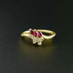 Vintage 14K Gold Pink Spinel Diamond Ring