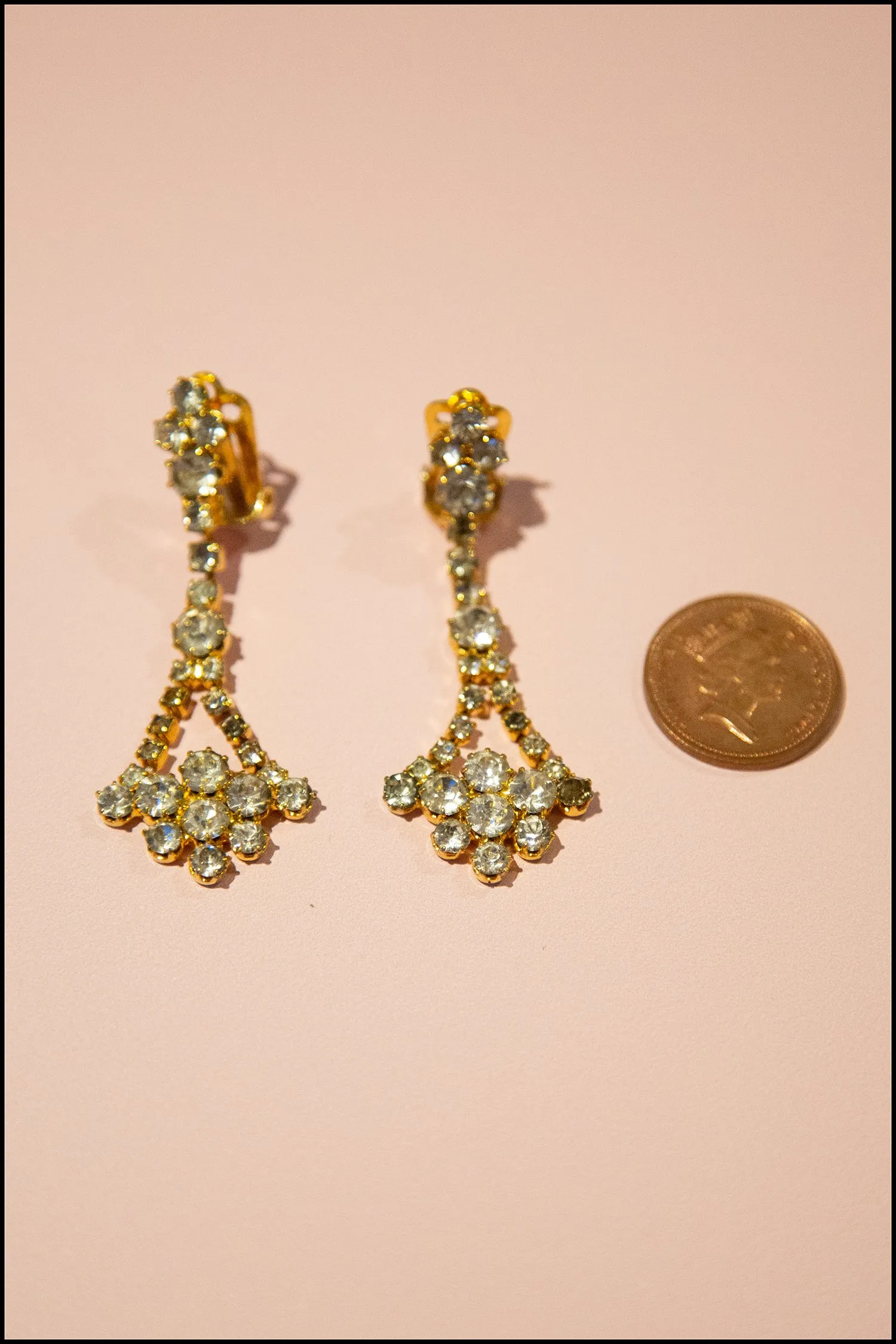 Vintage 1980s Rhinestone Chandelier Earrings