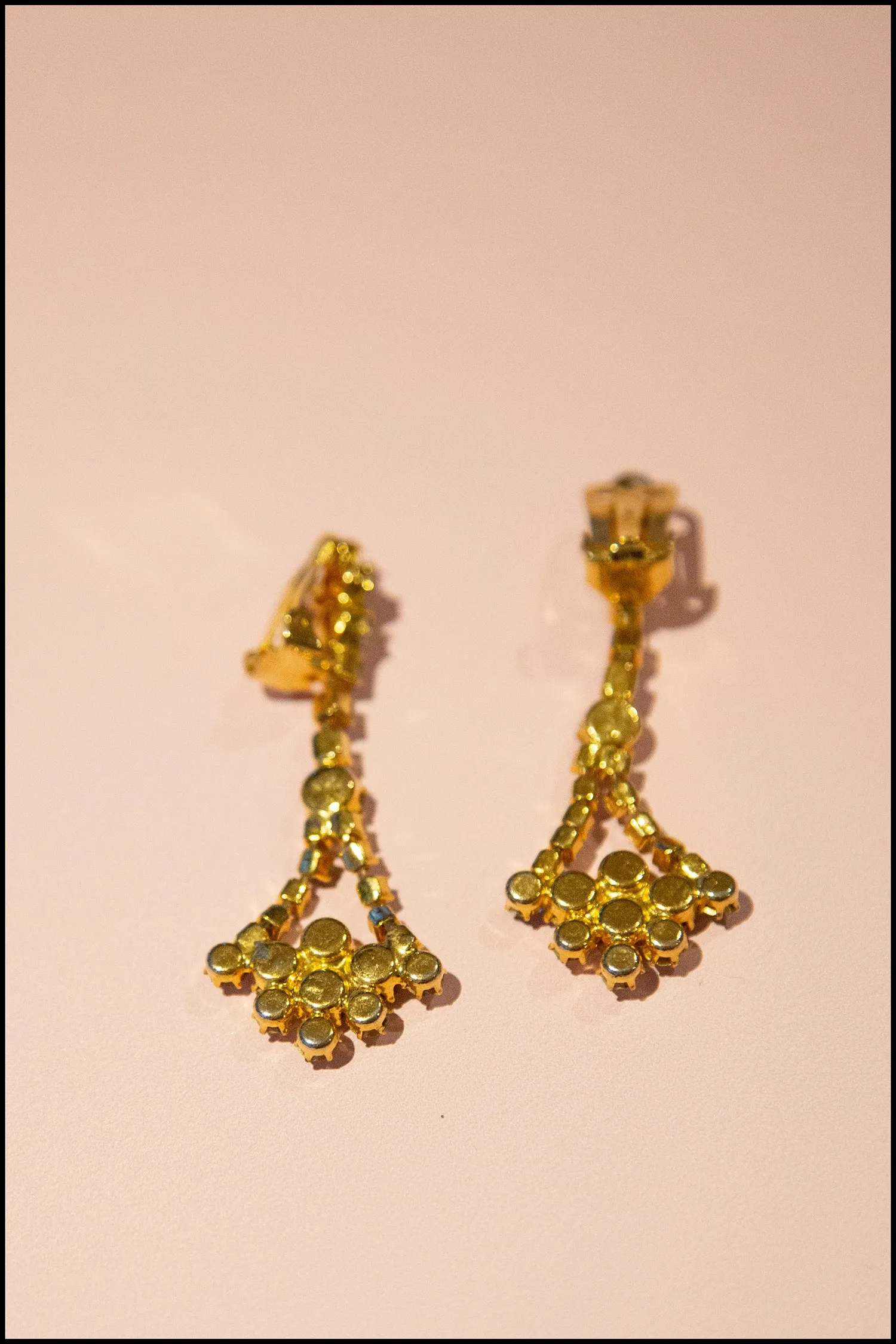 Vintage 1980s Rhinestone Chandelier Earrings