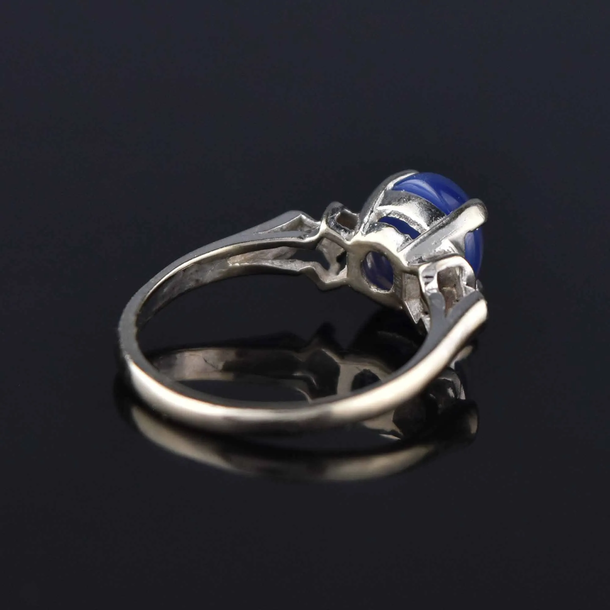 Vintage Diamond Star Sapphire Ring in 14K White Gold