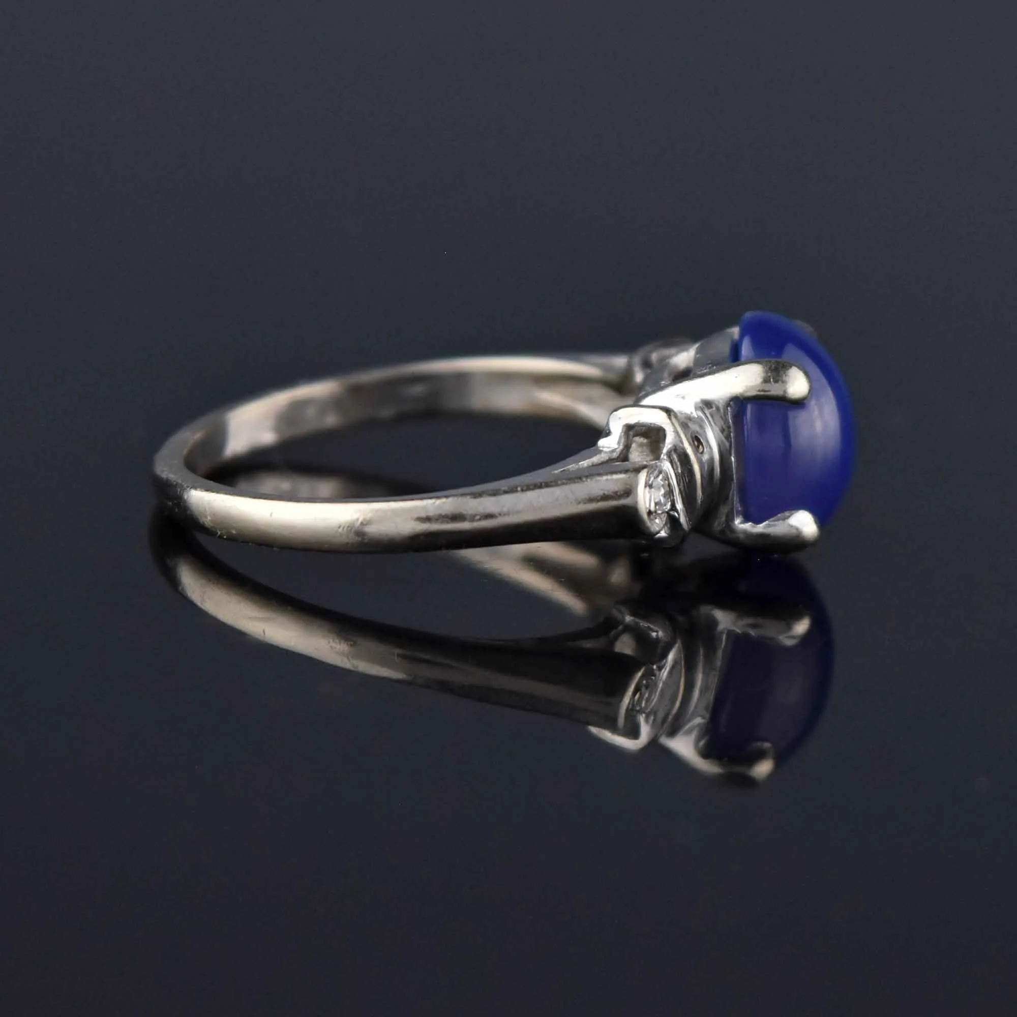 Vintage Diamond Star Sapphire Ring in 14K White Gold