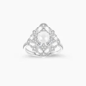 Vintage Pearl Ring in Sterling Silver