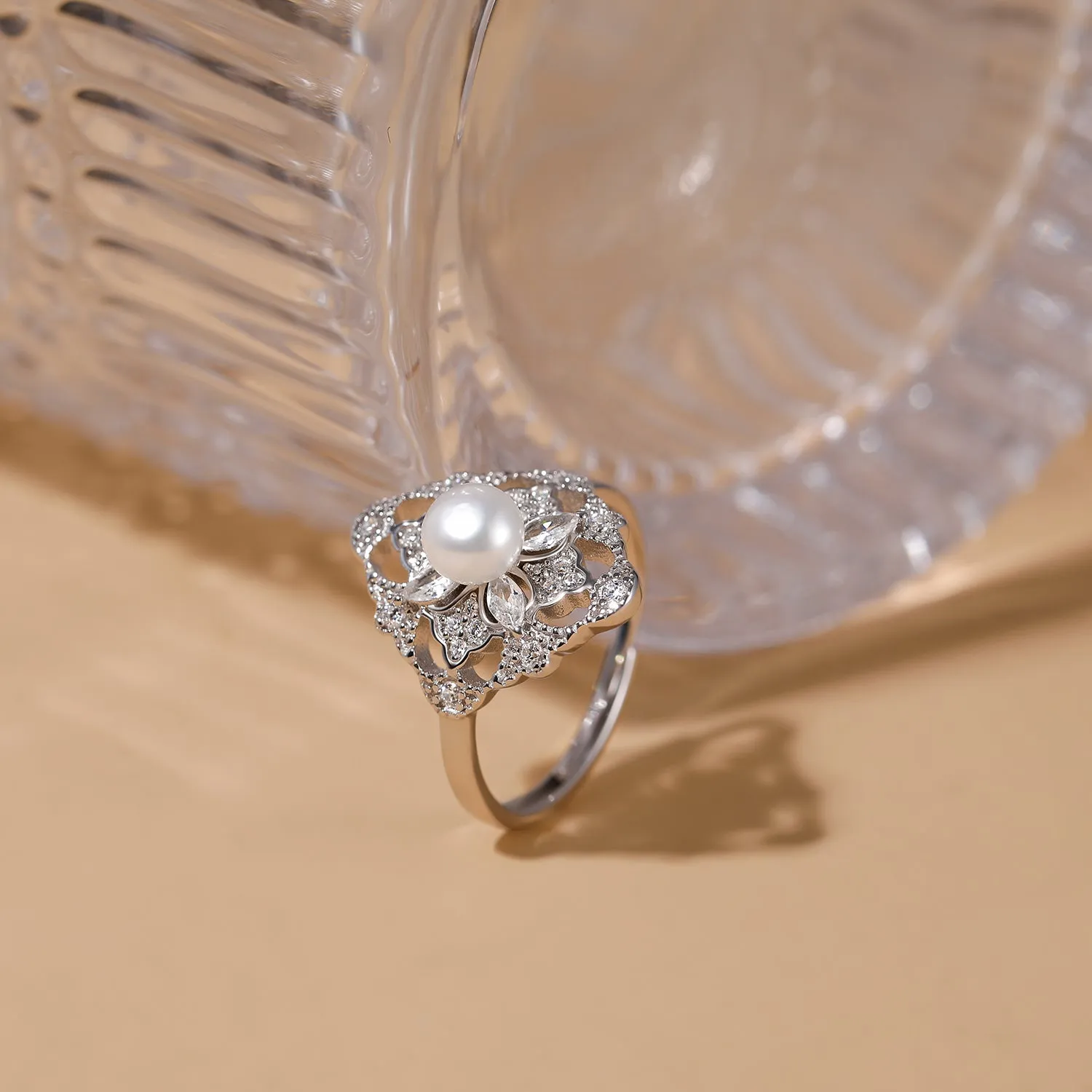 Vintage Pearl Ring in Sterling Silver