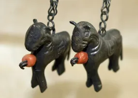 Vintage Silver Chinese Horse Earrings