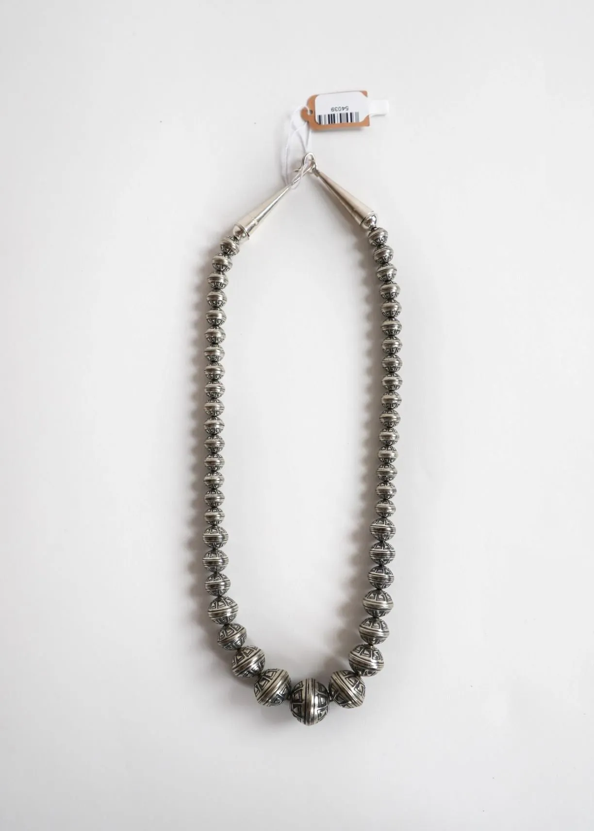 Vintage Wild Goose Moon Stamped Sterling Silver Navajo Pearl Necklace