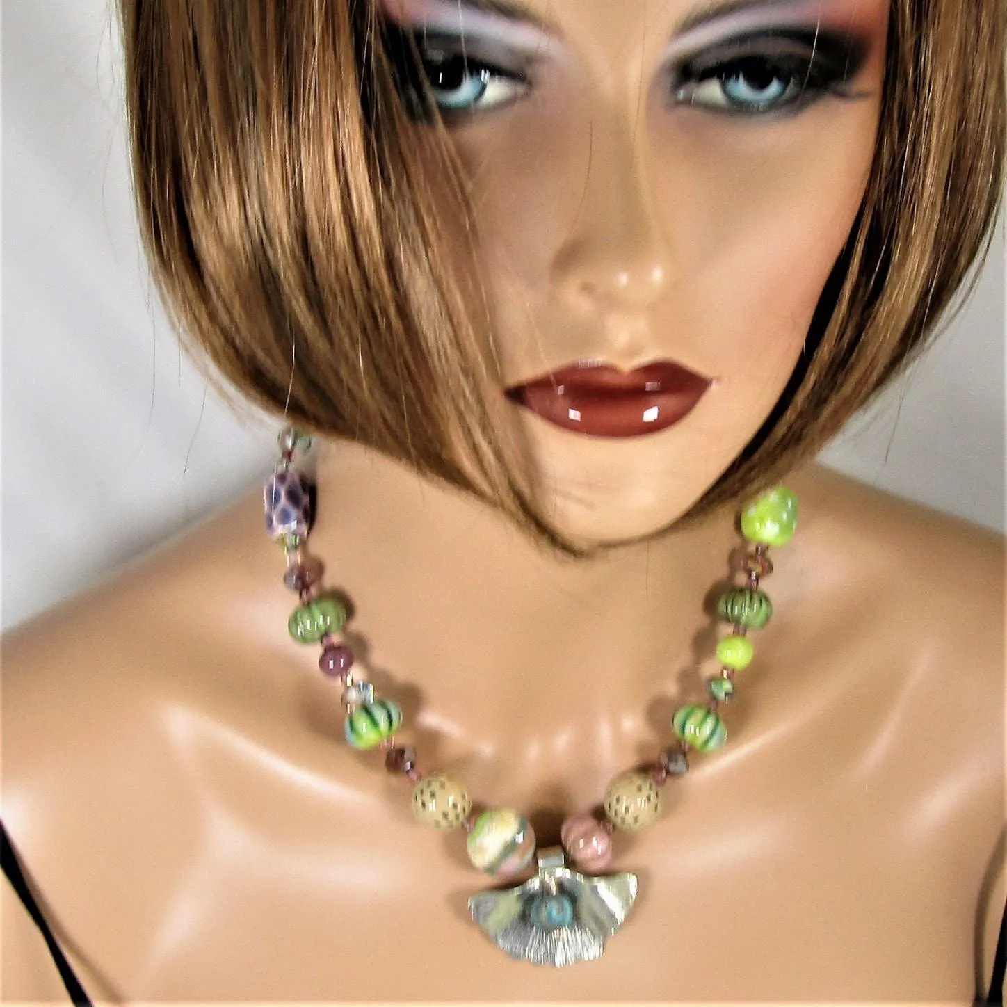 Whimsical Handmade Artisan Bead Necklace