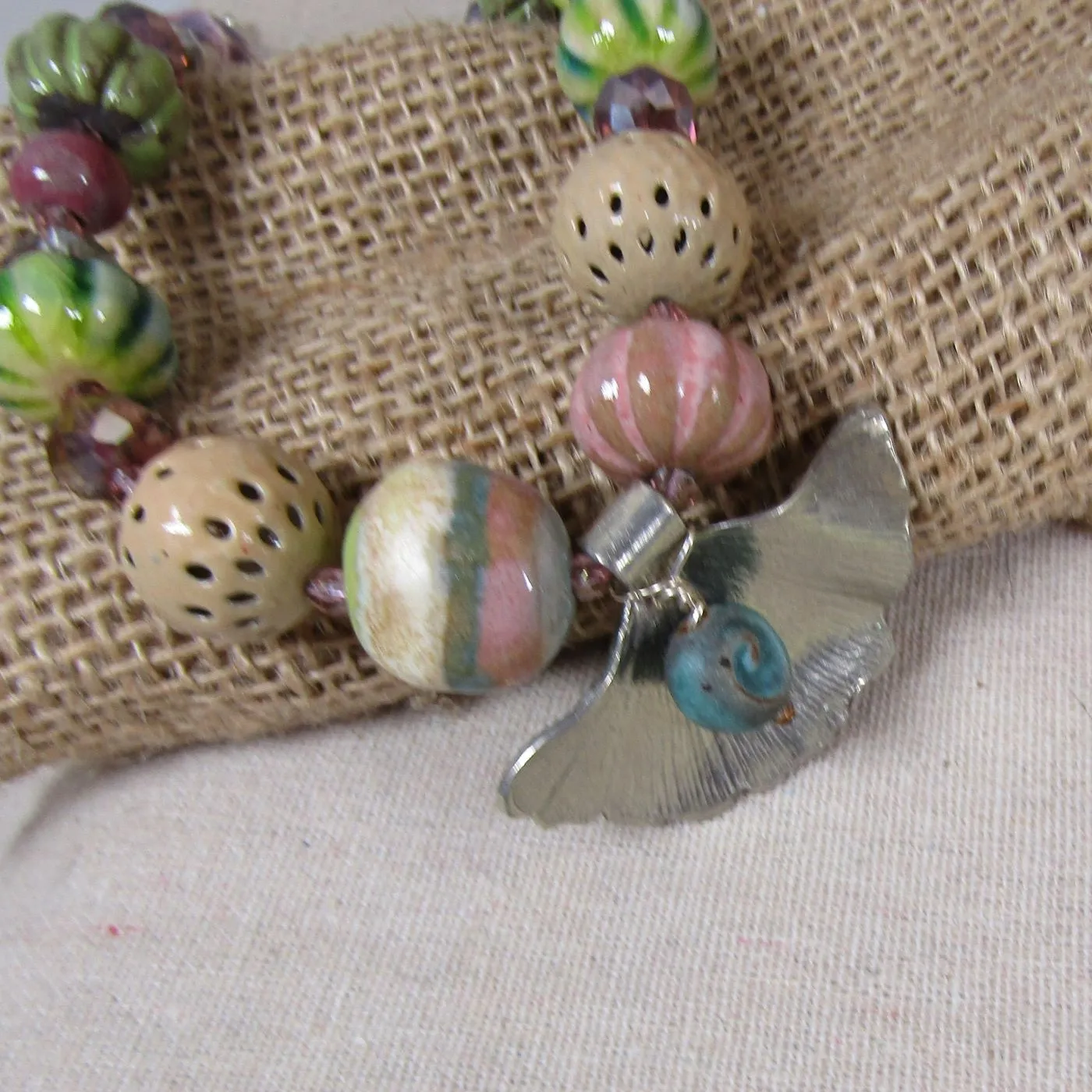 Whimsical Handmade Artisan Bead Necklace