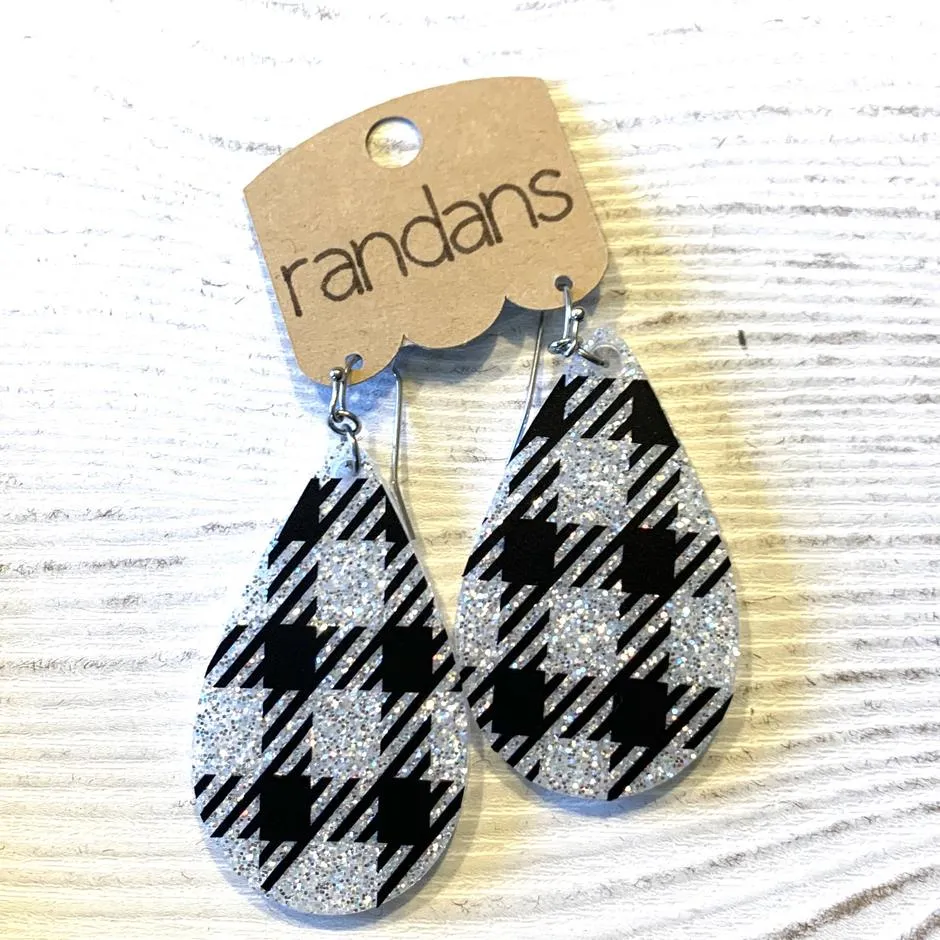 White plaid earrings