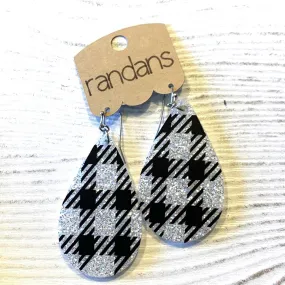 White plaid earrings