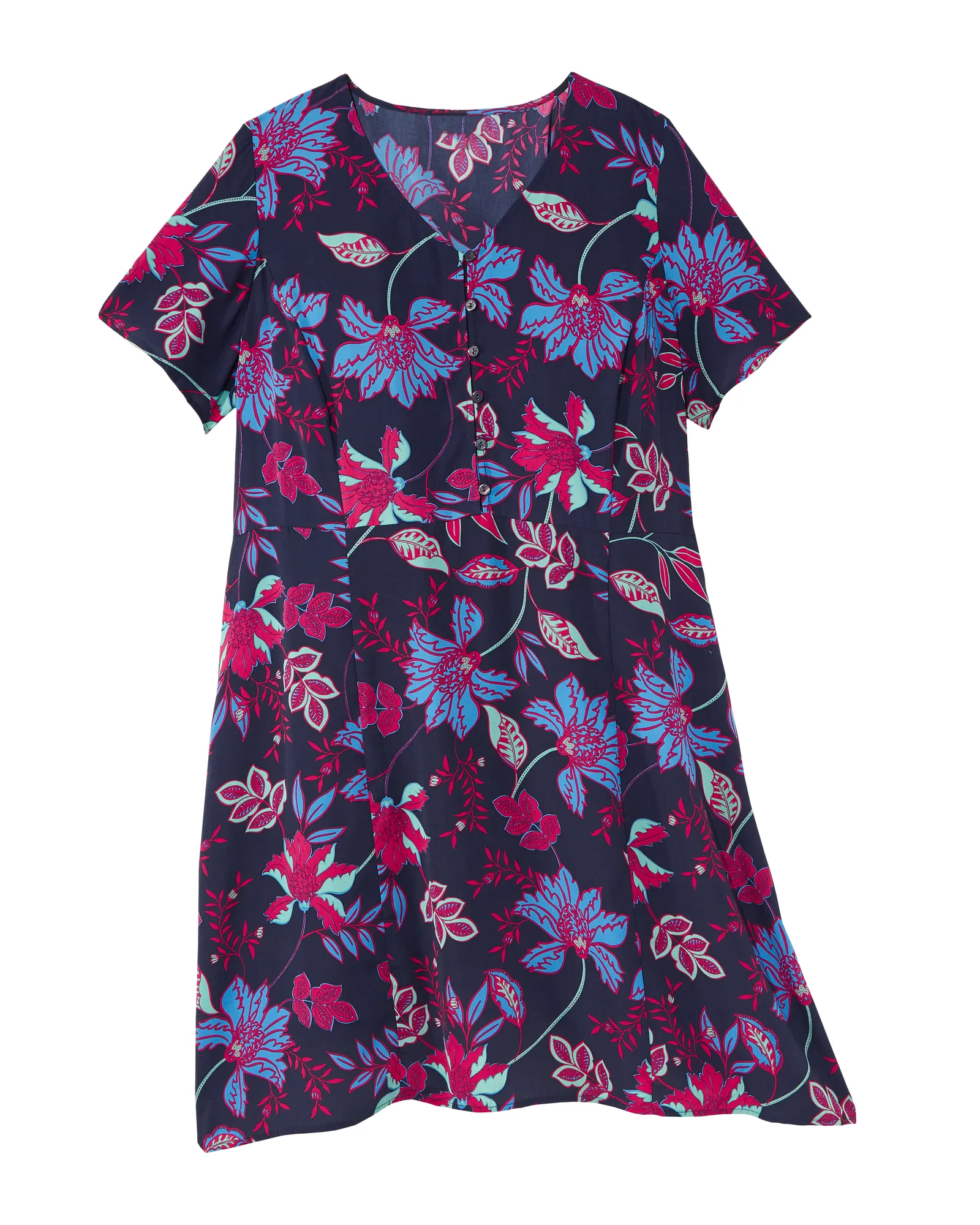 Wilmington Short Sleeve Lace Up Back Dress | Navy / Burgundy