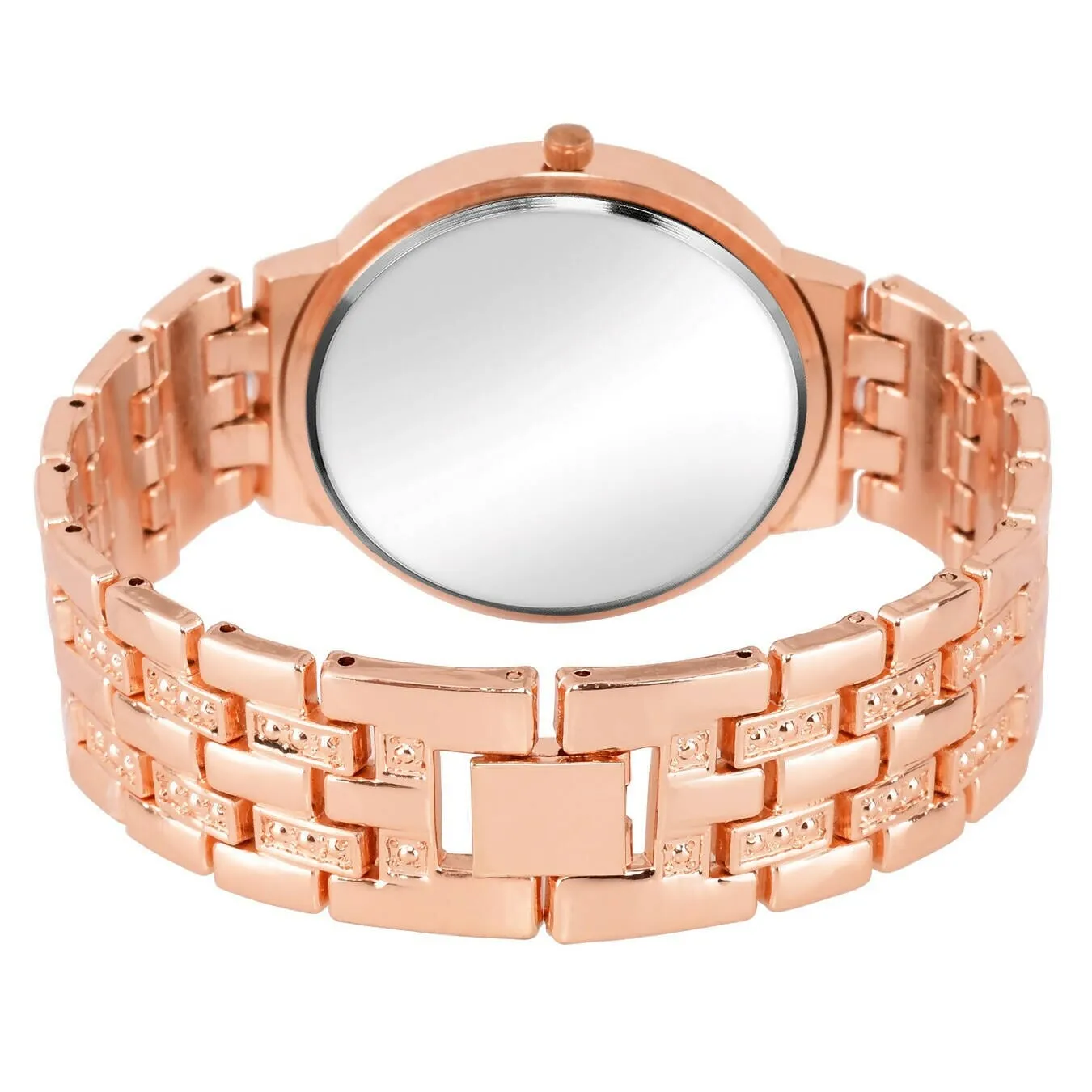 Women Copper Analog Watch With Diamond Bracelet Combo For Girls Watch