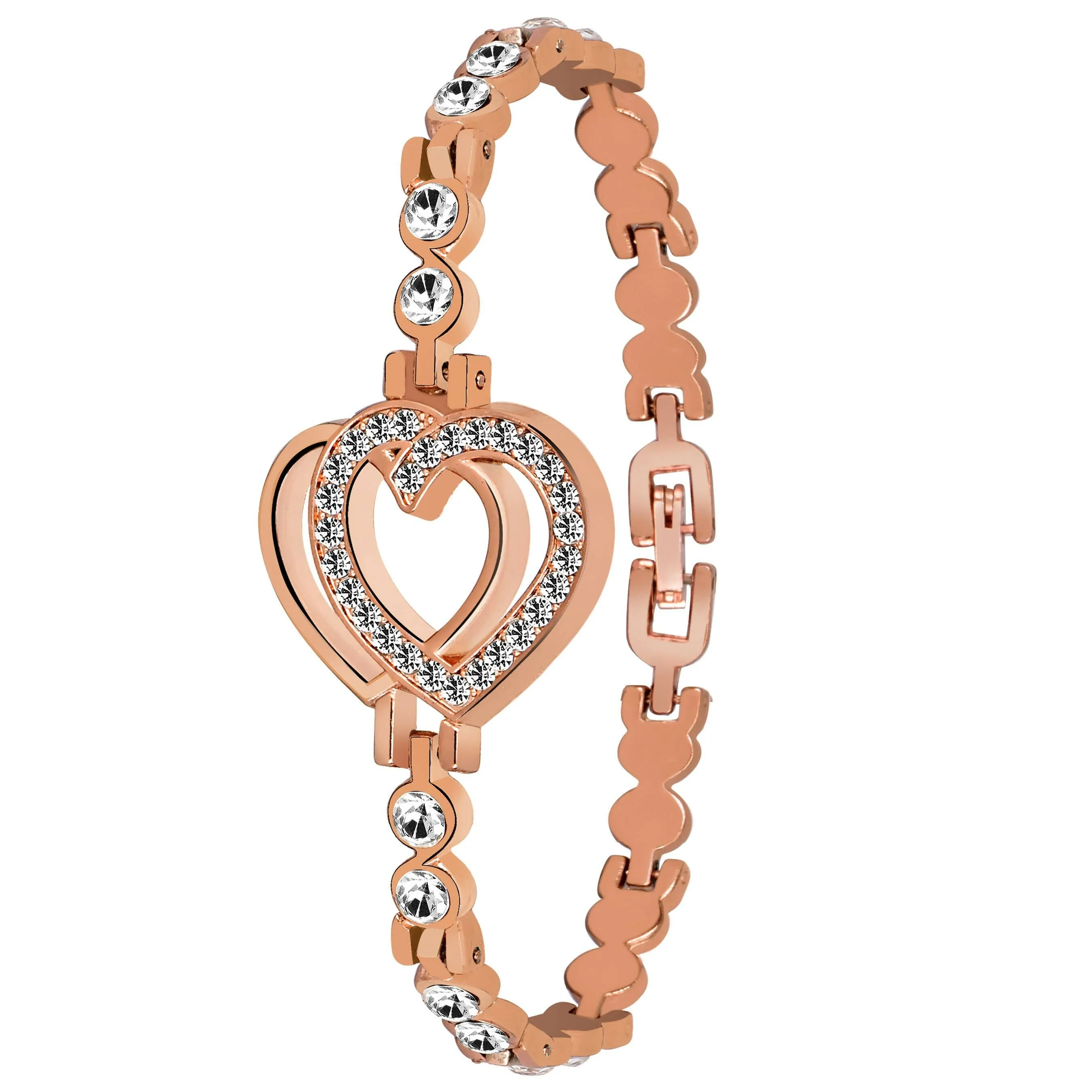 Women Copper Analog Watch With Diamond Bracelet Combo For Girls Watch
