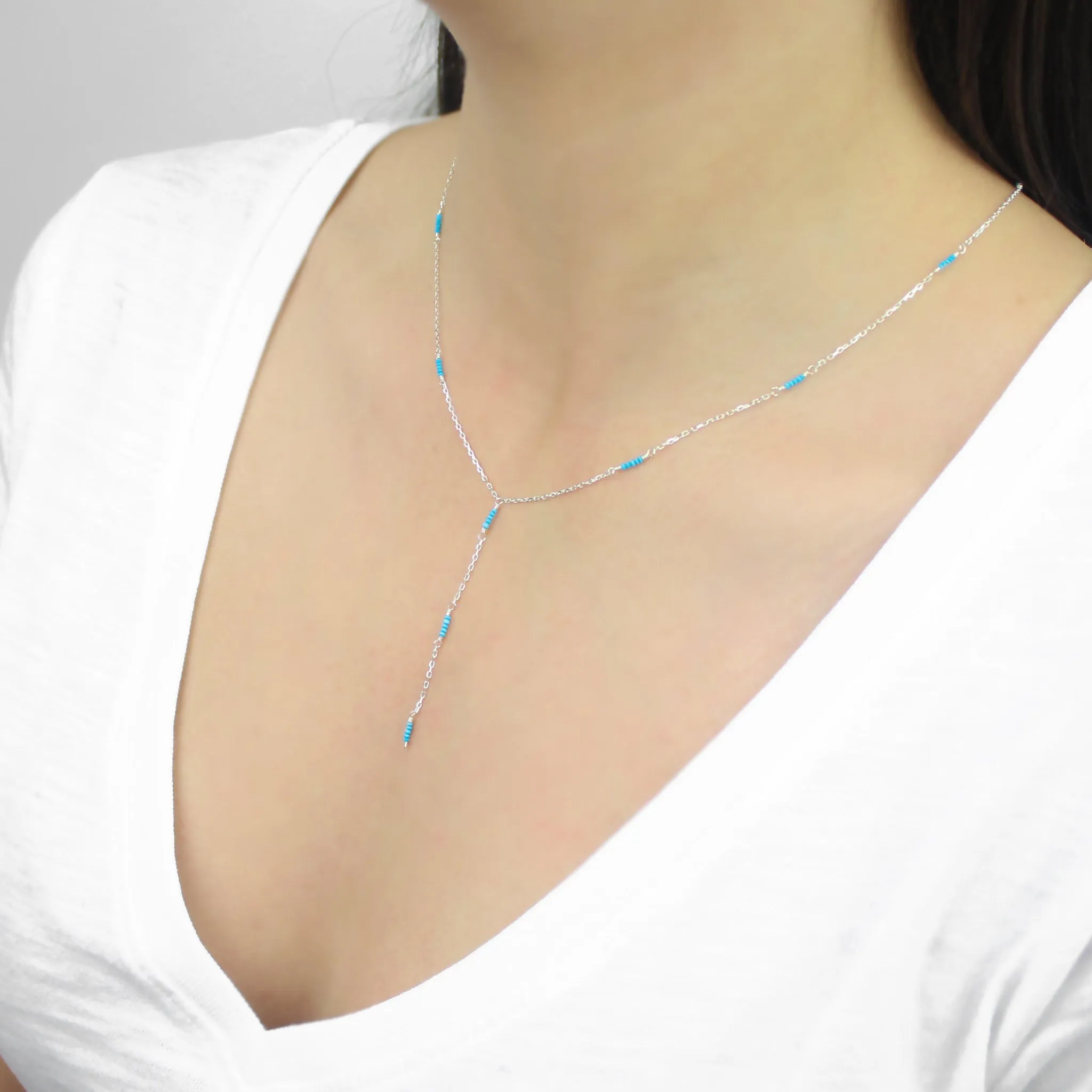Y Shape Necklace: Turquoise All Around